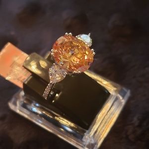 Champagne and white CZ Ring in Sterling Silver